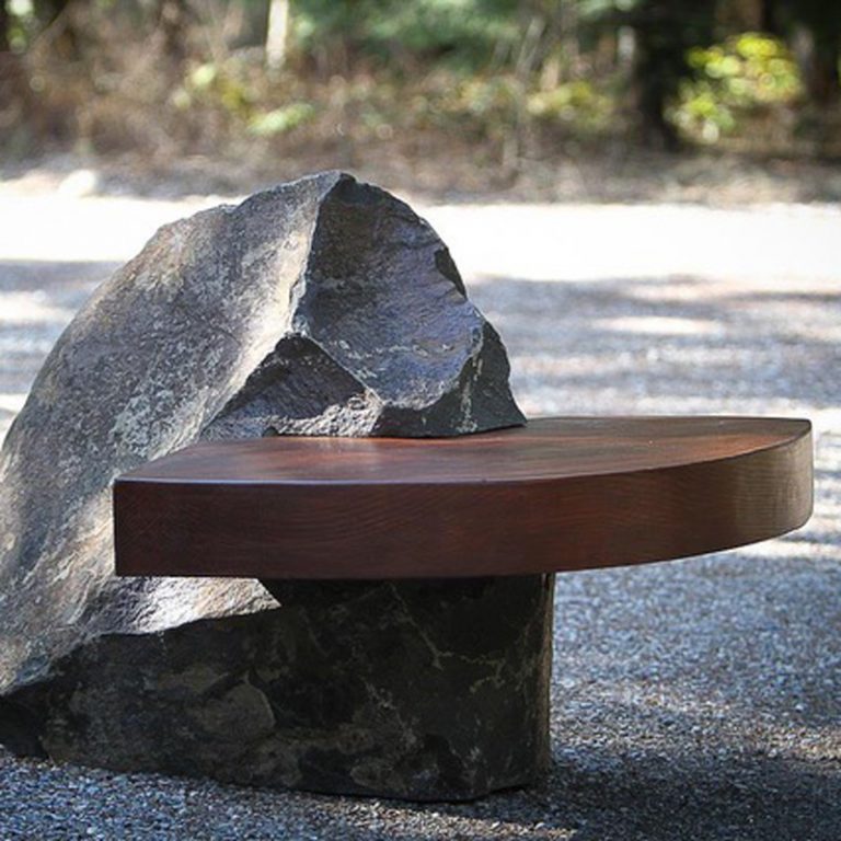 Carved Basalt Bench