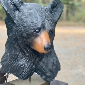 Carved Black Bear Bust