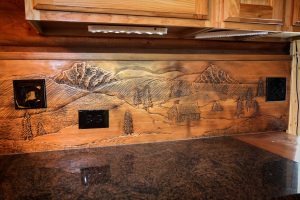 Carved Cedar Backsplash 2