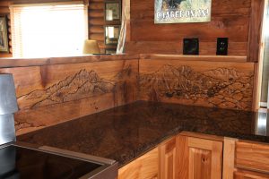 Carved Cedar Back Splash