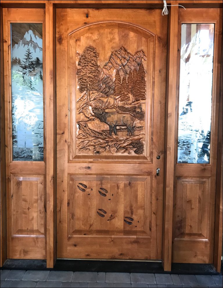 Carved Elk Entry Door