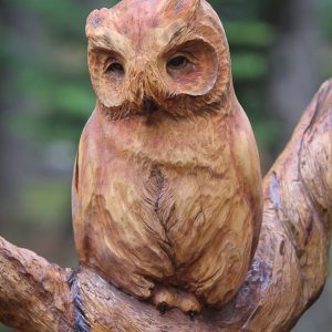 Carved Screech Owl