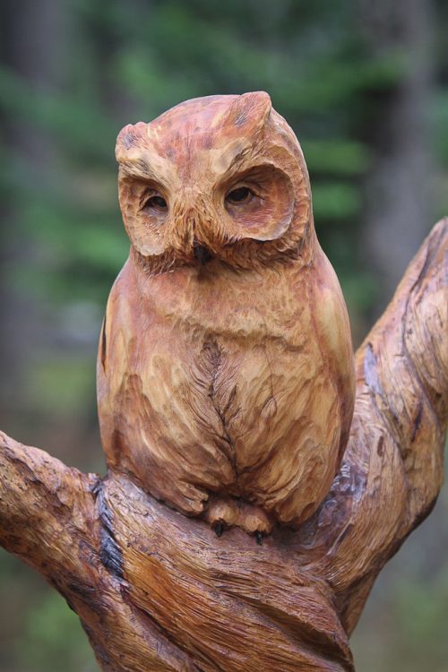 Jeff May Art / Carved Screech Owl