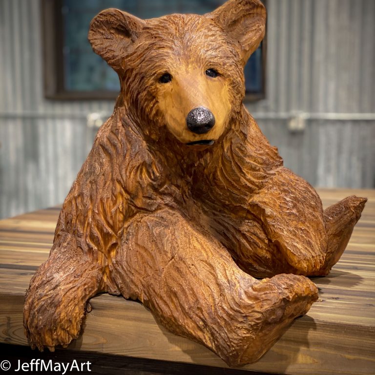 Custom Carved Bear For Mantel