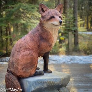 Red Fox art wood Sculpture