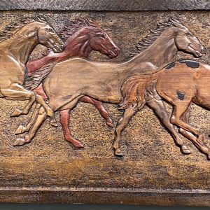 Carved Running Horses Panel