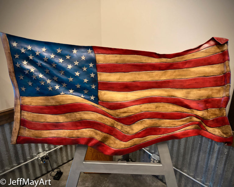 Beautiful Wood Carved American Flag Art