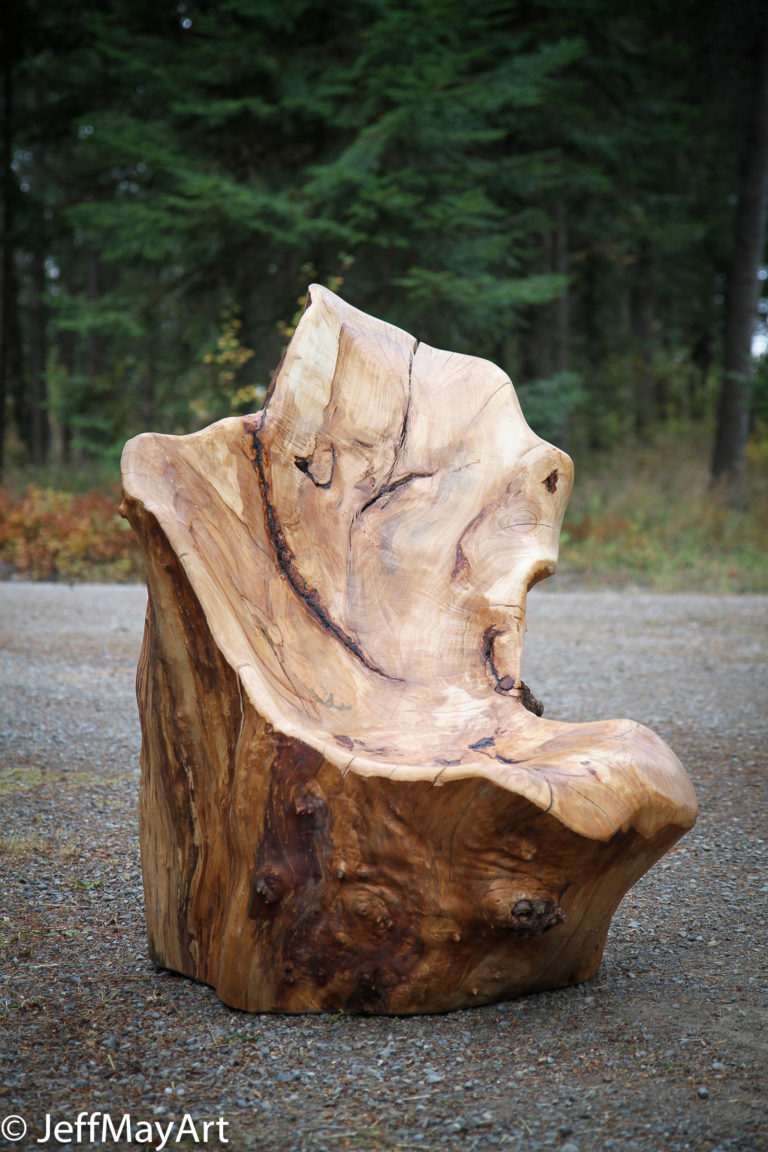 Beautifully Carved Maple Chair Sculpture