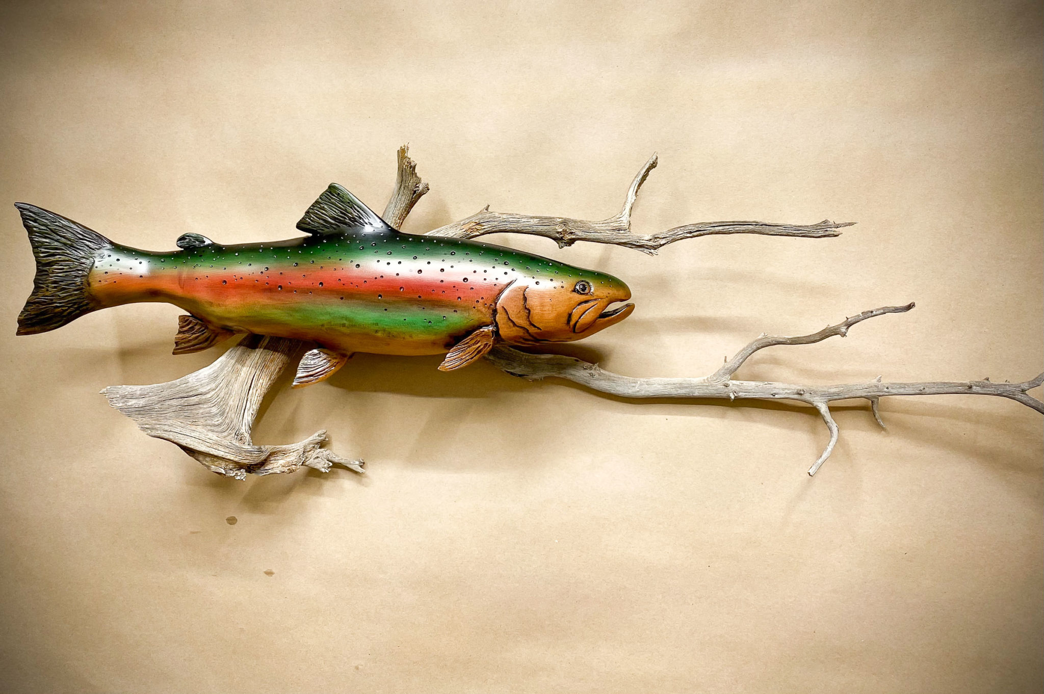 JeffMayArt.com / Beautifully Carved Rainbow Trout